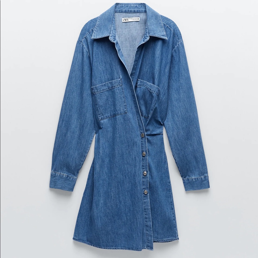 Zara Denim Wrap Dress - Picture 3 of 8